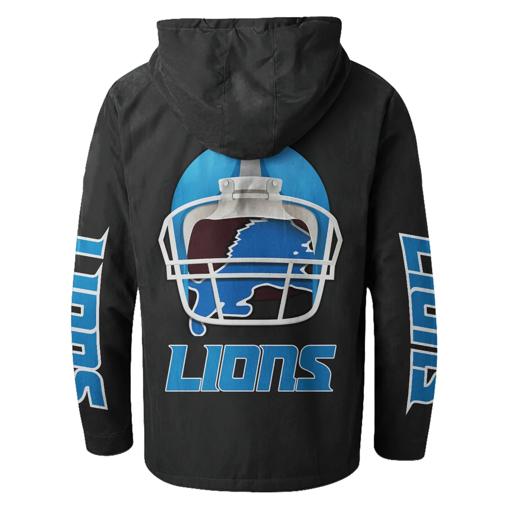 Lion Crew Flannel Hoodie, Cold Game Day Hoodie HVN1463DL - Black - Image 3
