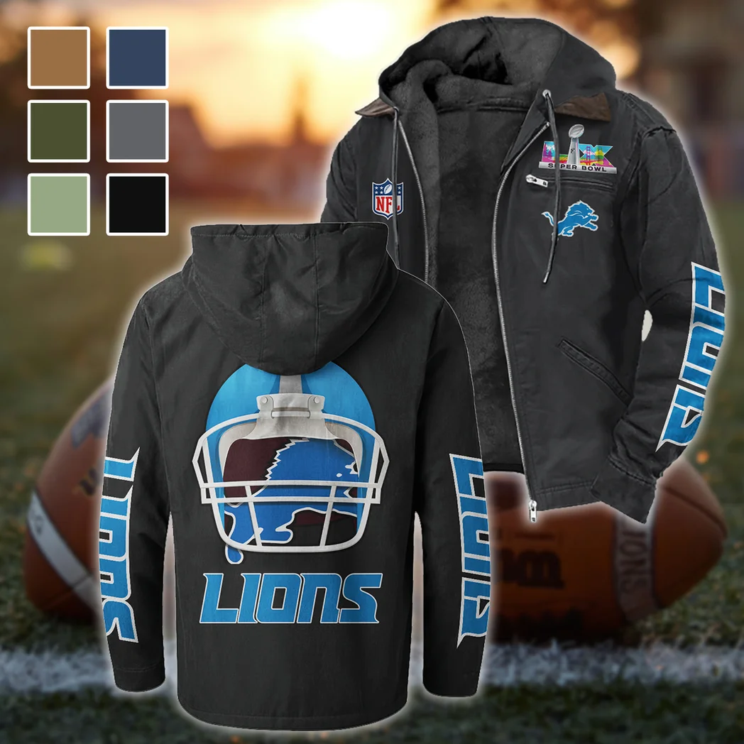 Lion Crew Flannel Hoodie, Cold Game Day Hoodie HVN1463DL - Black