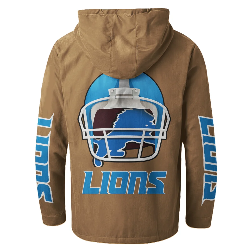 Lion Crew Flannel Hoodie, Cold Game Day Hoodie HVN1463DL - Camel - Image 3