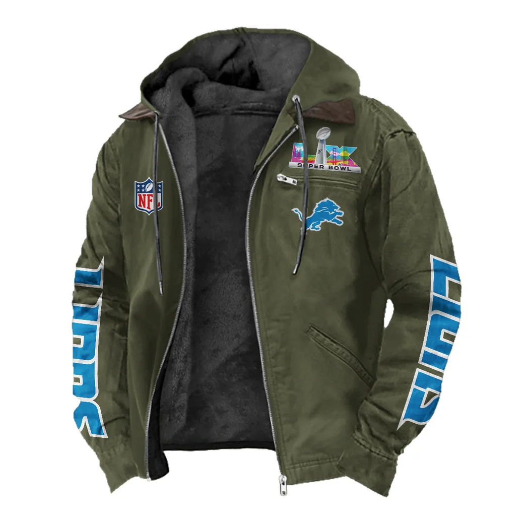 Lion Crew Flannel Hoodie, Cold Game Day Hoodie HVN1463DL - Green - Image 2
