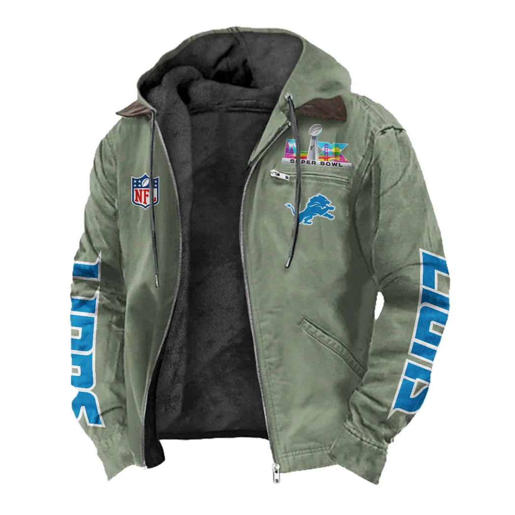Lion Crew Flannel Hoodie, Cold Game Day Hoodie HVN1463DL - Light Green - Image 2