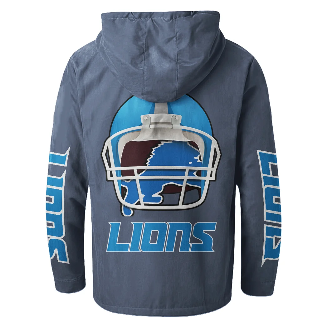 Lion Crew Flannel Hoodie, Cold Game Day Hoodie HVN1463DL - Navy Blue - Image 3