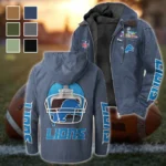 Lion Crew Flannel Hoodie, Cold Game Day Hoodie HVN1463DL - Navy Blue