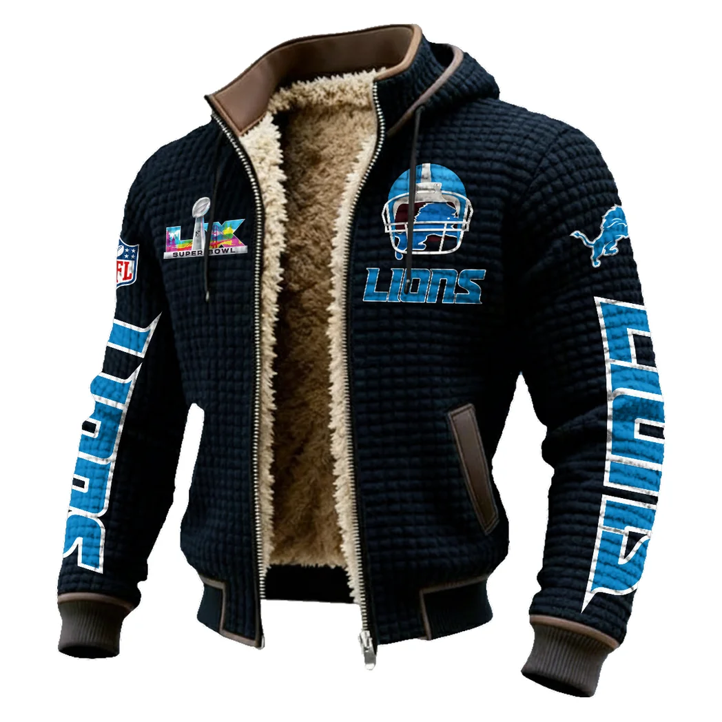 Lion Crew Fleece-Lined Hooded Jacket, Elite Athlete Winter Jacket HVN1463DL - Black - Image 2