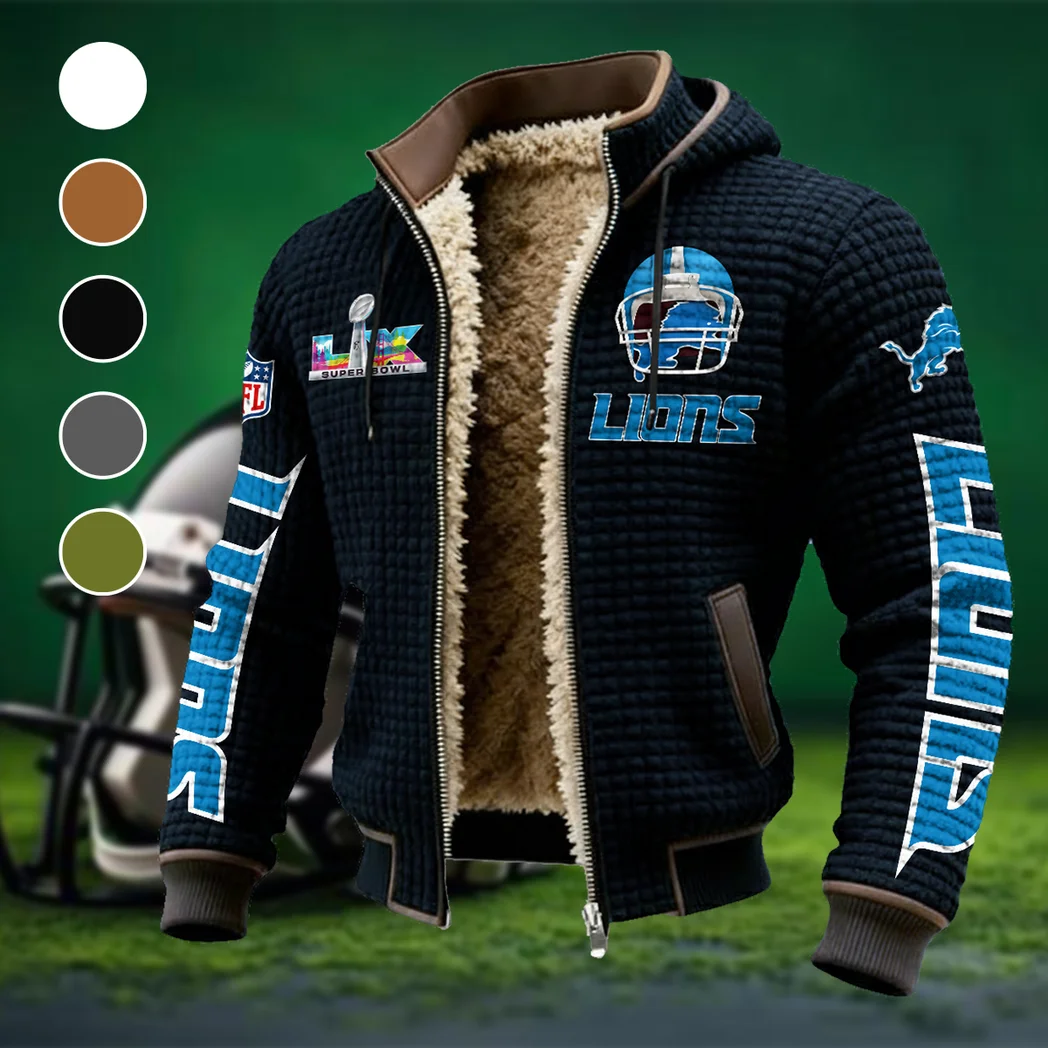 Lion Crew Fleece-Lined Hooded Jacket, Elite Athlete Winter Jacket HVN1463DL - Black