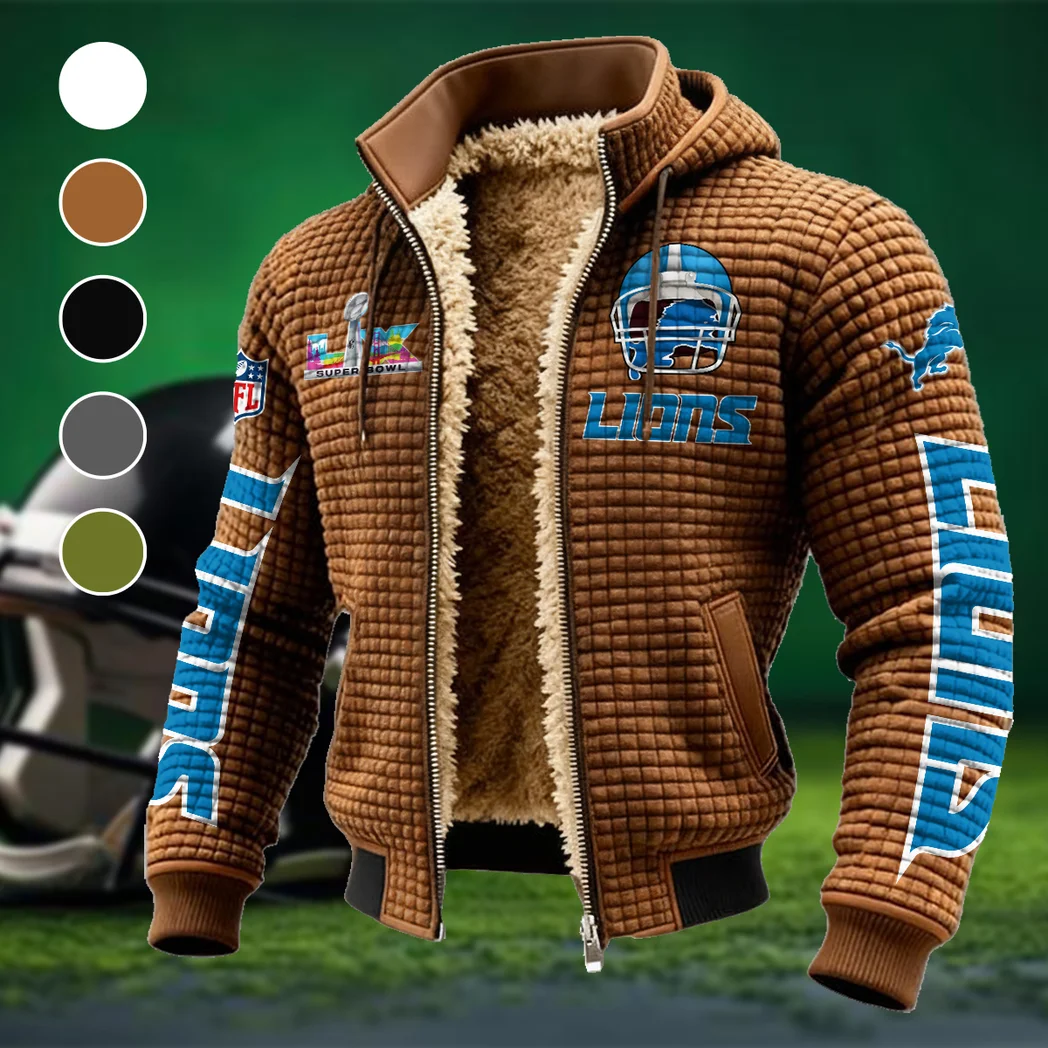 Lion Crew Fleece-Lined Hooded Jacket, Elite Athlete Winter Jacket HVN1463DL - brown