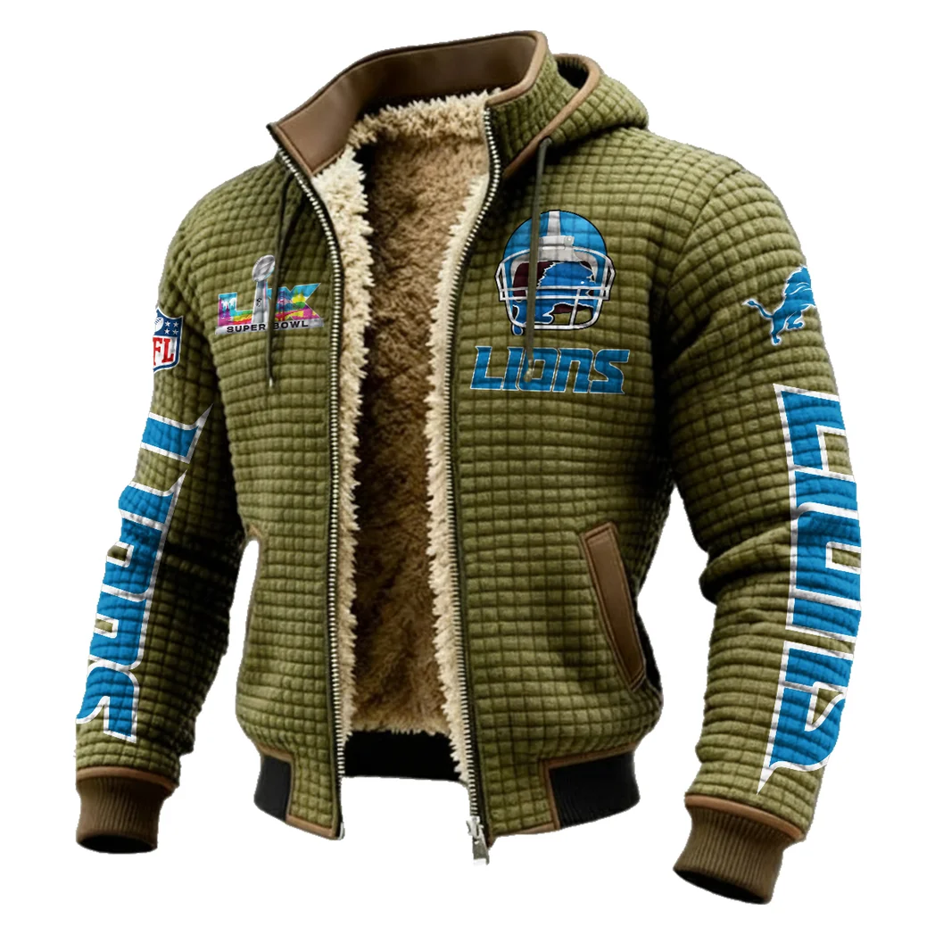 Lion Crew Fleece-Lined Hooded Jacket, Elite Athlete Winter Jacket HVN1463DL - Green - Image 2