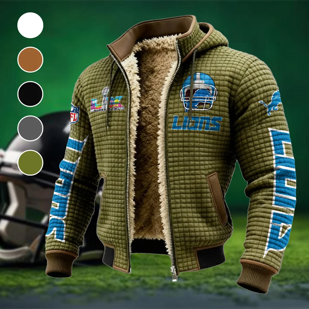 Lion Crew Fleece-Lined Hooded Jacket, Elite Athlete Winter Jacket HVN1463DL - Green