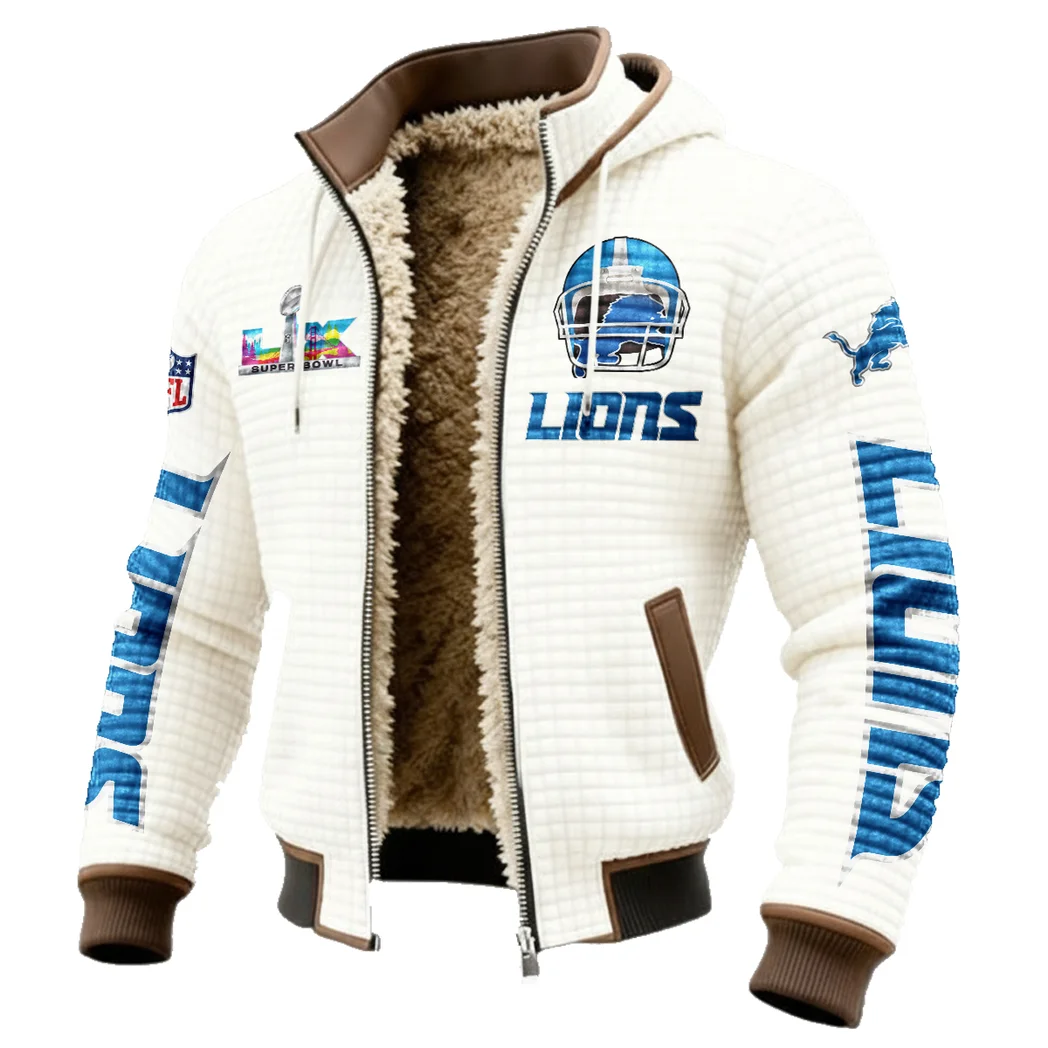 Lion Crew Fleece-Lined Hooded Jacket, Elite Athlete Winter Jacket HVN1463DL - White - Image 2