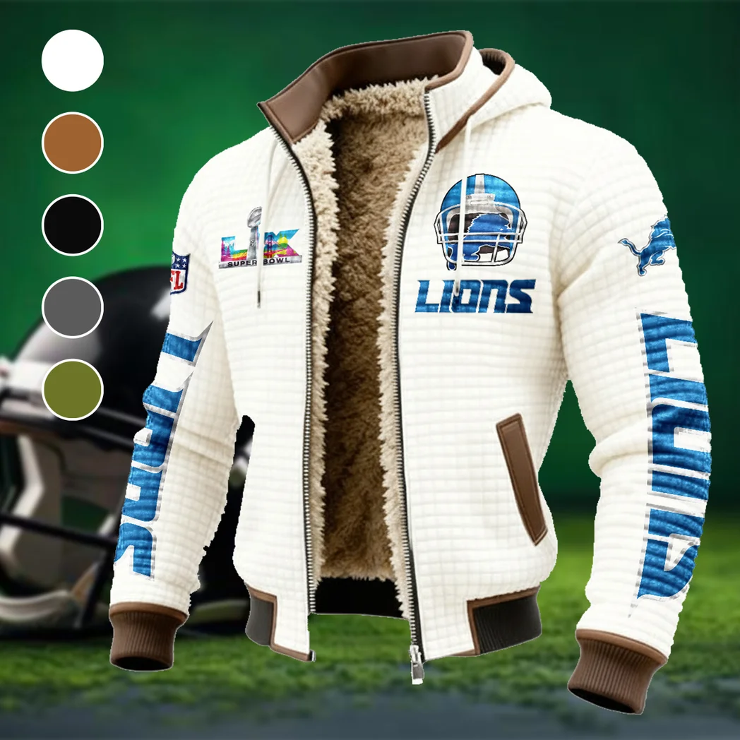Lion Crew Fleece-Lined Hooded Jacket, Elite Athlete Winter Jacket HVN1463DL - White
