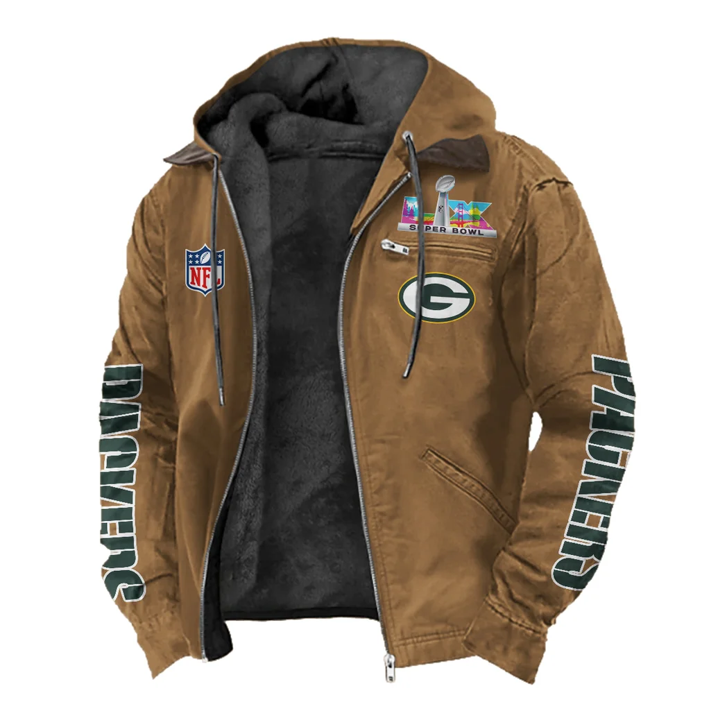 Match Day Fans Flannel Hoodie, Supporter Spirit Hooded Flannel HVN1463GP - Camel - Image 2