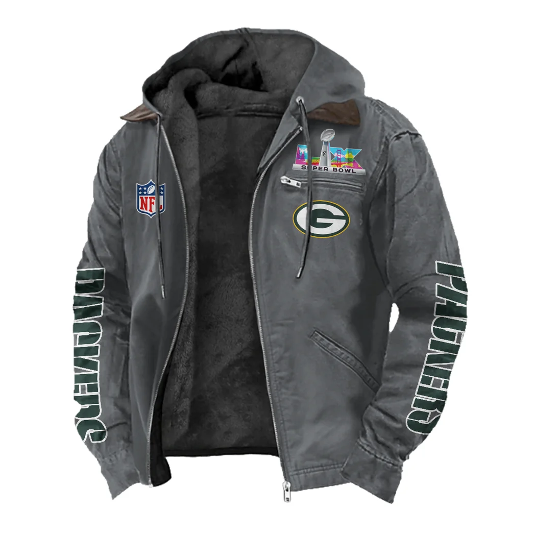 Match Day Fans Flannel Hoodie, Supporter Spirit Hooded Flannel HVN1463GP - Gray - Image 2