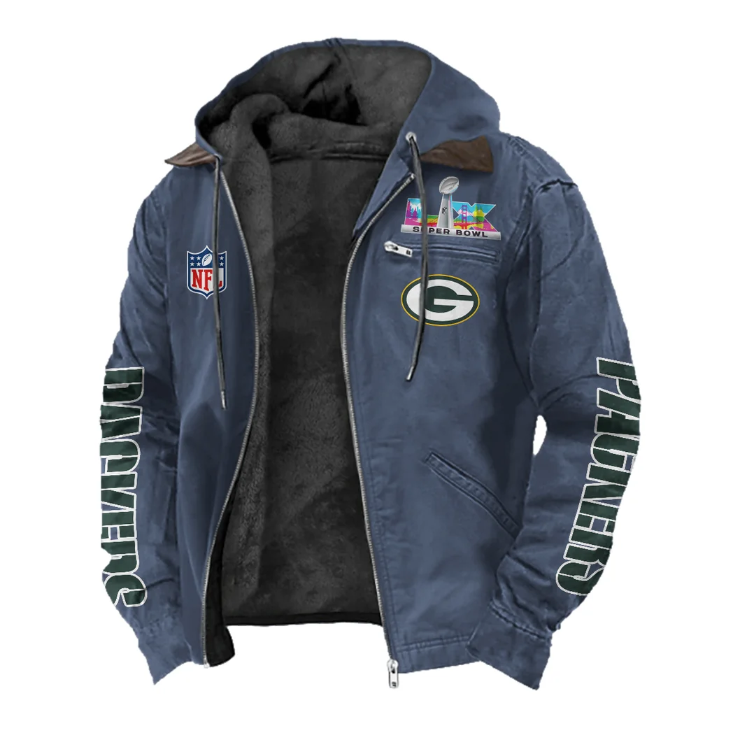 Match Day Fans Flannel Hoodie, Supporter Spirit Hooded Flannel HVN1463GP - Navy Blue - Image 2