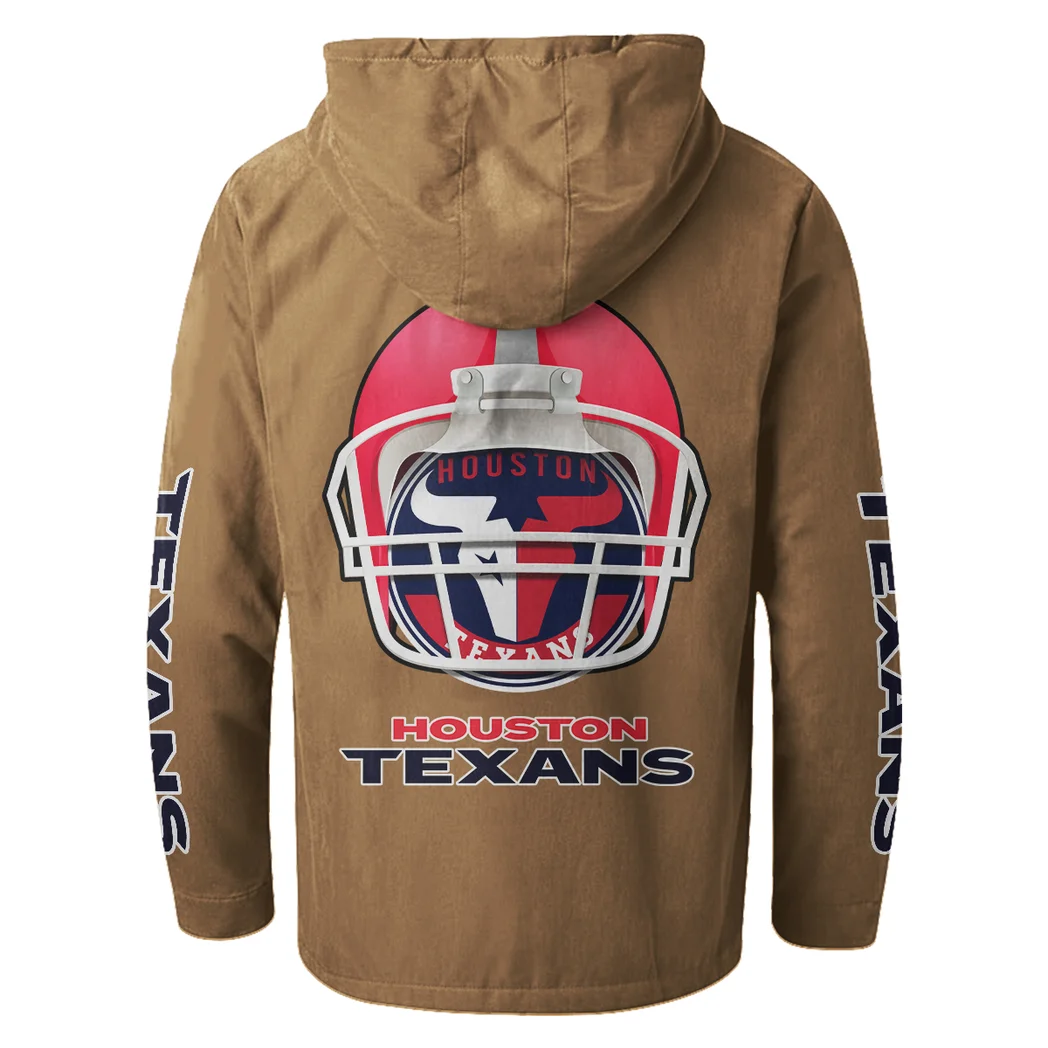 Blue Pride Flannel Hoodie, Athletic Lifestyle Fan Hoodie HVN1463HT - Camel - Image 3