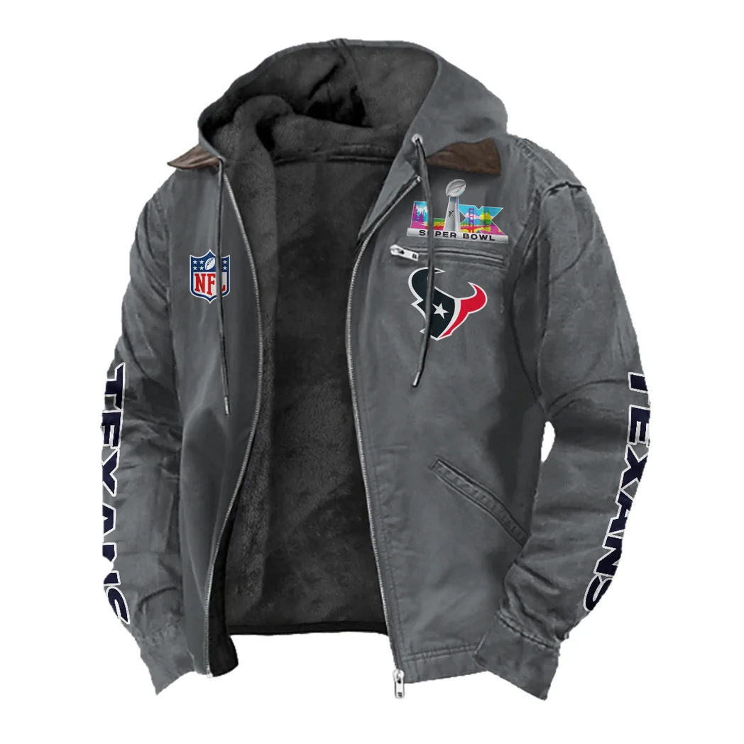 Blue Pride Flannel Hoodie, Athletic Lifestyle Fan Hoodie HVN1463HT - Gray - Image 2