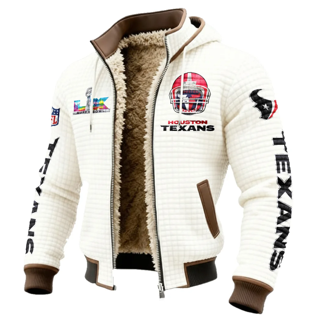 Blue Pride Fleece-Lined Hooded Jacket, Wind-Blocker Insulated Hoody HVN1463HT - White - Image 2