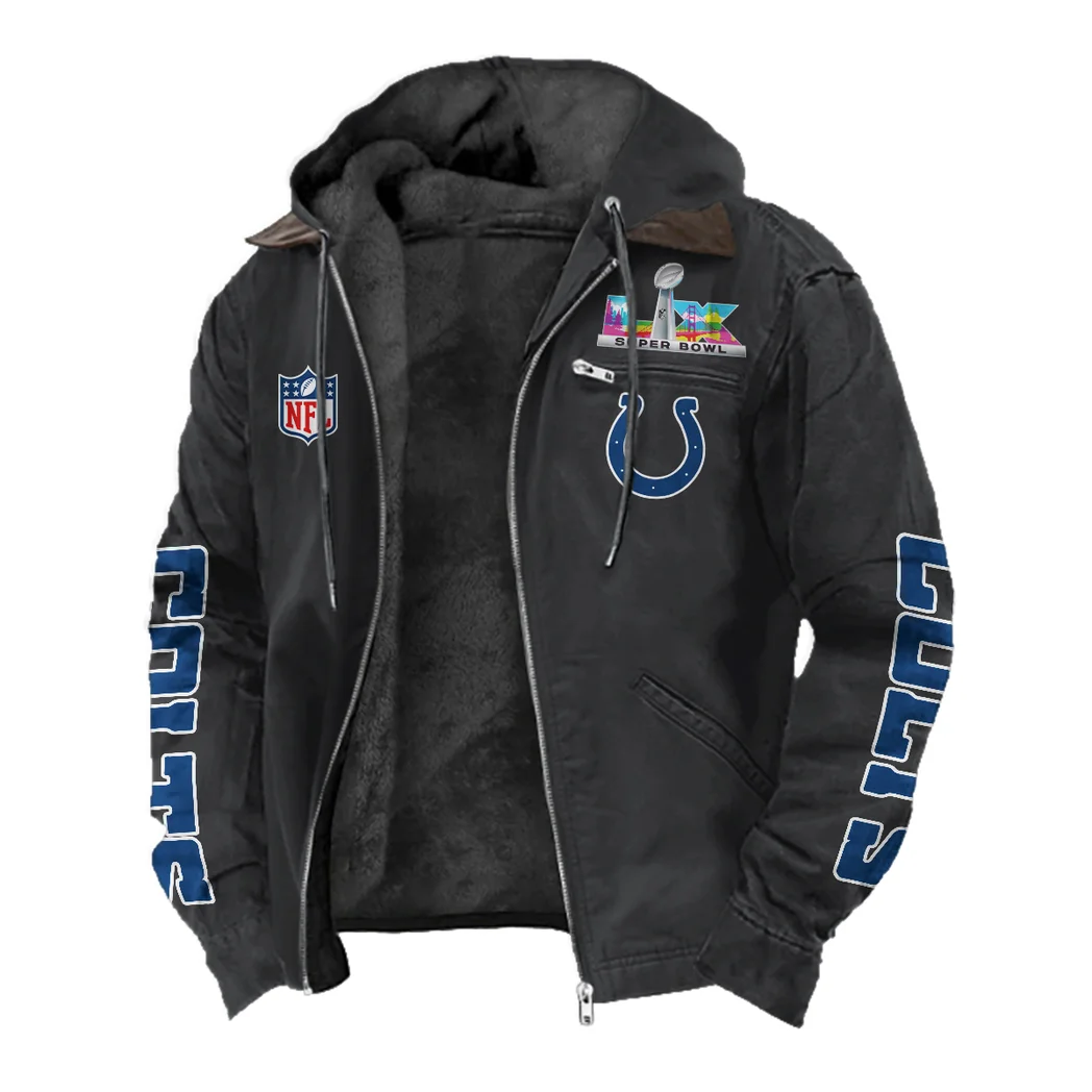 Blue Hooves Flannel Hoodie, Classic Flannel Sport Hoodie HVN1463IC - Black - Image 2