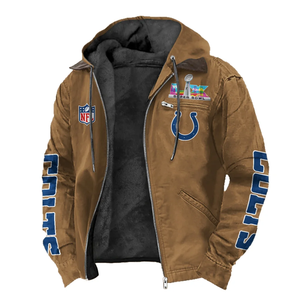 Blue Hooves Flannel Hoodie, Classic Flannel Sport Hoodie HVN1463IC - Camel - Image 2