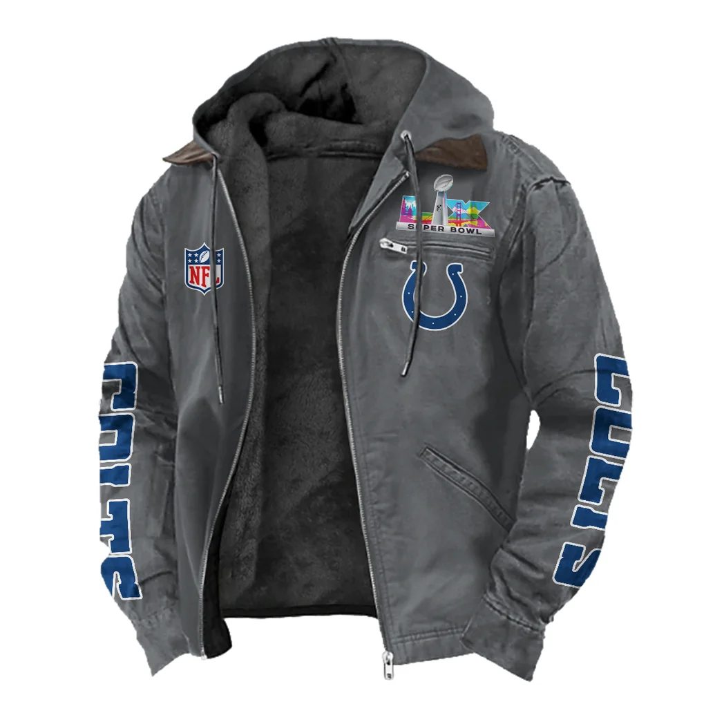Blue Hooves Flannel Hoodie, Classic Flannel Sport Hoodie HVN1463IC - Gray - Image 2