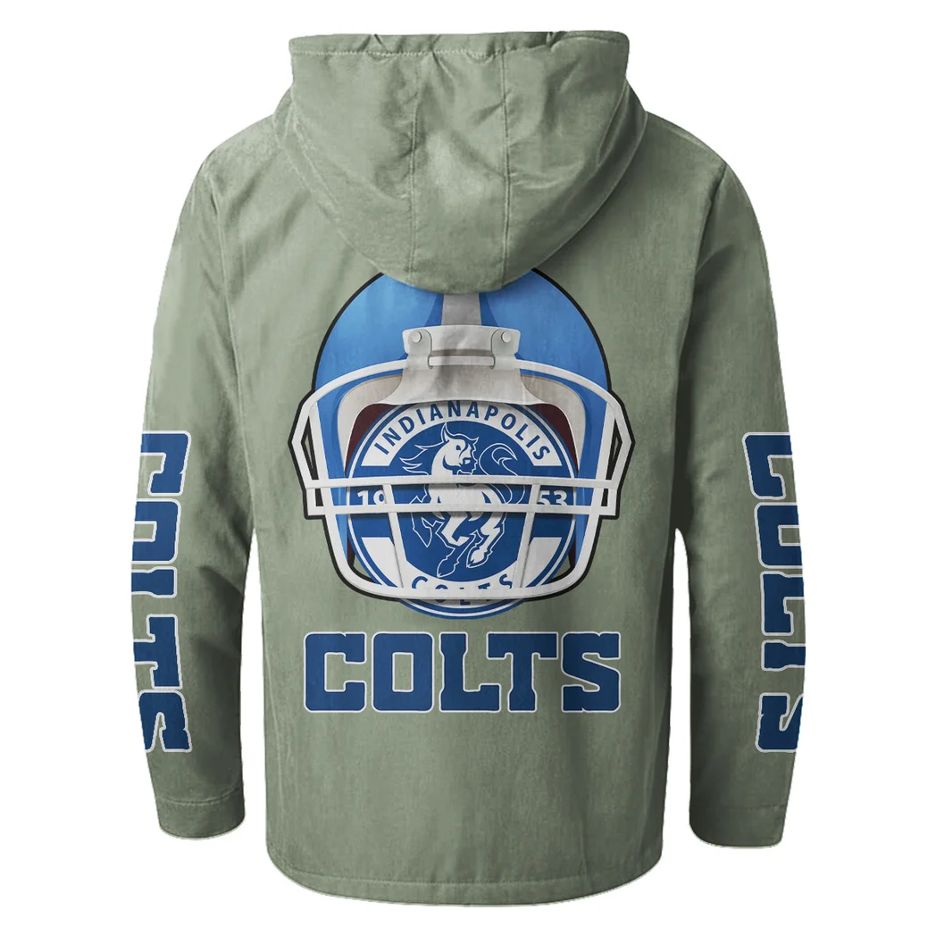 Blue Hooves Flannel Hoodie, Classic Flannel Sport Hoodie HVN1463IC - Light Green - Image 3