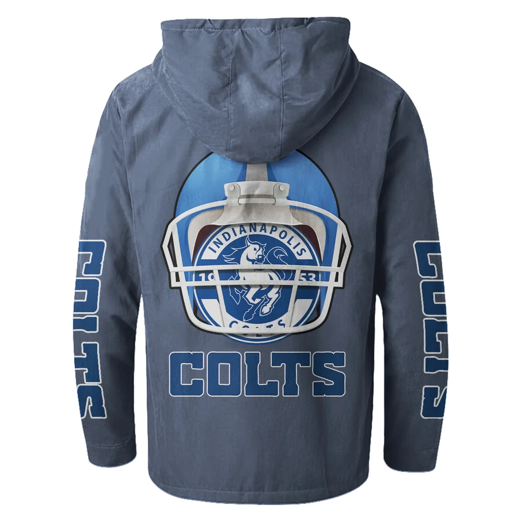 Blue Hooves Flannel Hoodie, Classic Flannel Sport Hoodie HVN1463IC - Navy Blue - Image 3