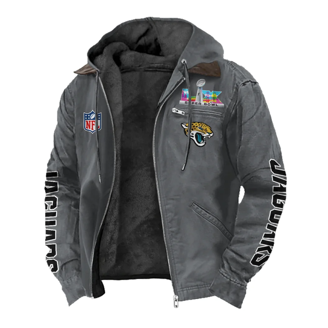 Fan Feline Squad Flannel Hoodie, All-Season Fan Hoodie HVN1463JJ - Gray - Image 2
