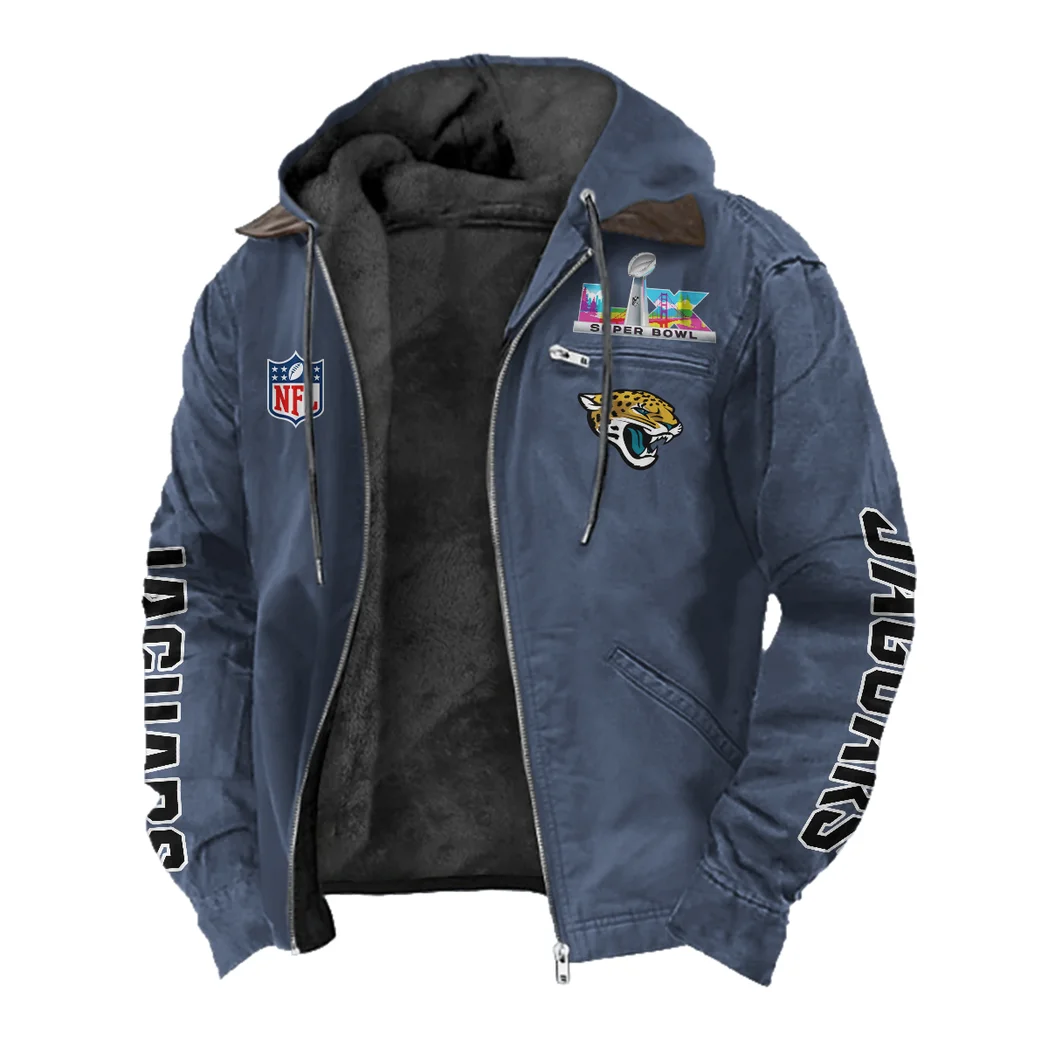 Fan Feline Squad Flannel Hoodie, All-Season Fan Hoodie HVN1463JJ - Navy Blue - Image 2