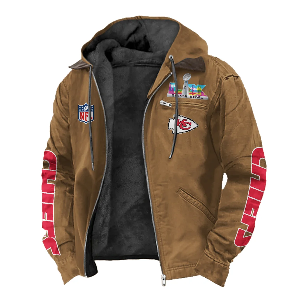 Game Day Squad Flannel Hoodie, Bold Supporter Flannel Hoodie HVN1463KC - Camel - Image 2