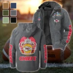Game Day Squad Flannel Hoodie, Bold Supporter Flannel Hoodie HVN1463KC - Gray