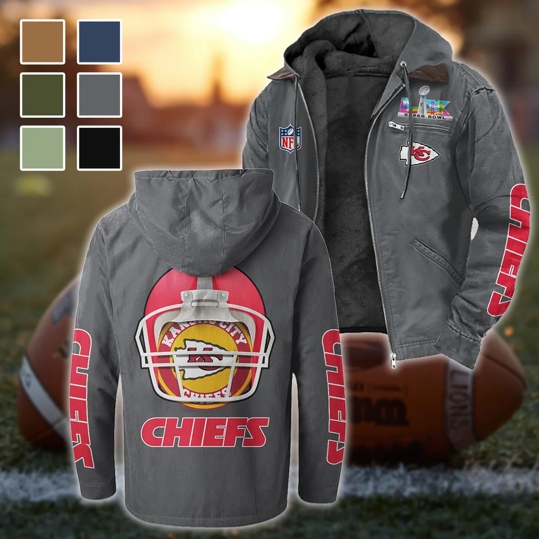 Game Day Squad Flannel Hoodie, Bold Supporter Flannel Hoodie HVN1463KC - Gray