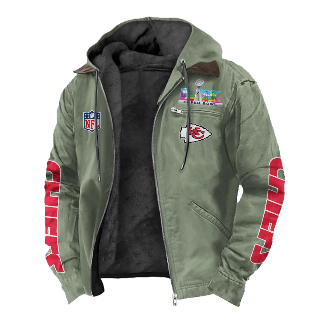 Game Day Squad Flannel Hoodie, Bold Supporter Flannel Hoodie HVN1463KC - Light Green - Image 2