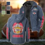 Game Day Squad Flannel Hoodie, Bold Supporter Flannel Hoodie HVN1463KC - Navy Blue