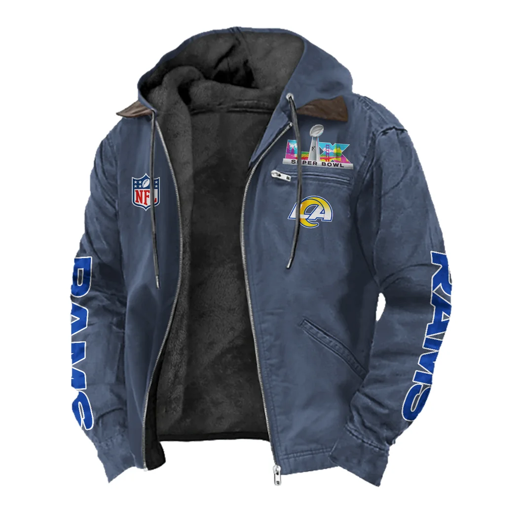 Game Day Herd Flannel Hoodie, True Fan Hooded Flannel HVN1463LA - Navy Blue - Image 2