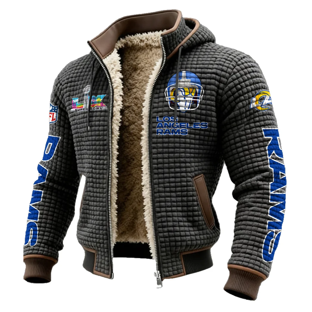 Game Day Herd Fleece-Lined Hooded Jacket, Water-Resistant Thermal Hoody HVN1463LA - Grey - Image 2