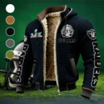 Football Silver Crew Fleece-Lined Hooded Jacket, Deep Winter Insulated Hoody HVN1463LV - Black