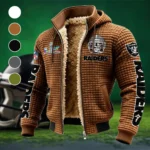 Football Silver Crew Fleece-Lined Hooded Jacket, Deep Winter Insulated Hoody HVN1463LV - brown