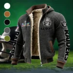 Football Silver Crew Fleece-Lined Hooded Jacket, Deep Winter Insulated Hoody HVN1463LV - Grey