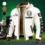 Football Silver Crew Fleece-Lined Hooded Jacket, Deep Winter Insulated Hoody HVN1463LV - White