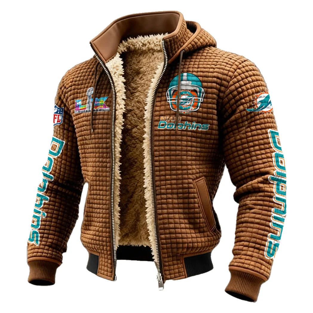 Fan Marine Squad Fleece-Lined Hooded Jacket, Cold-Snap Defense Jacket HVN1463MD - brown - Image 2