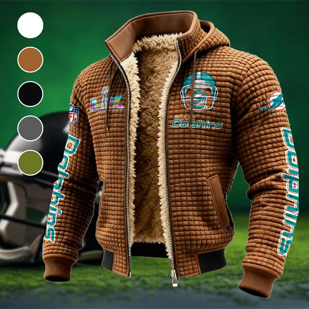 Fan Marine Squad Fleece-Lined Hooded Jacket, Cold-Snap Defense Jacket HVN1463MD - brown