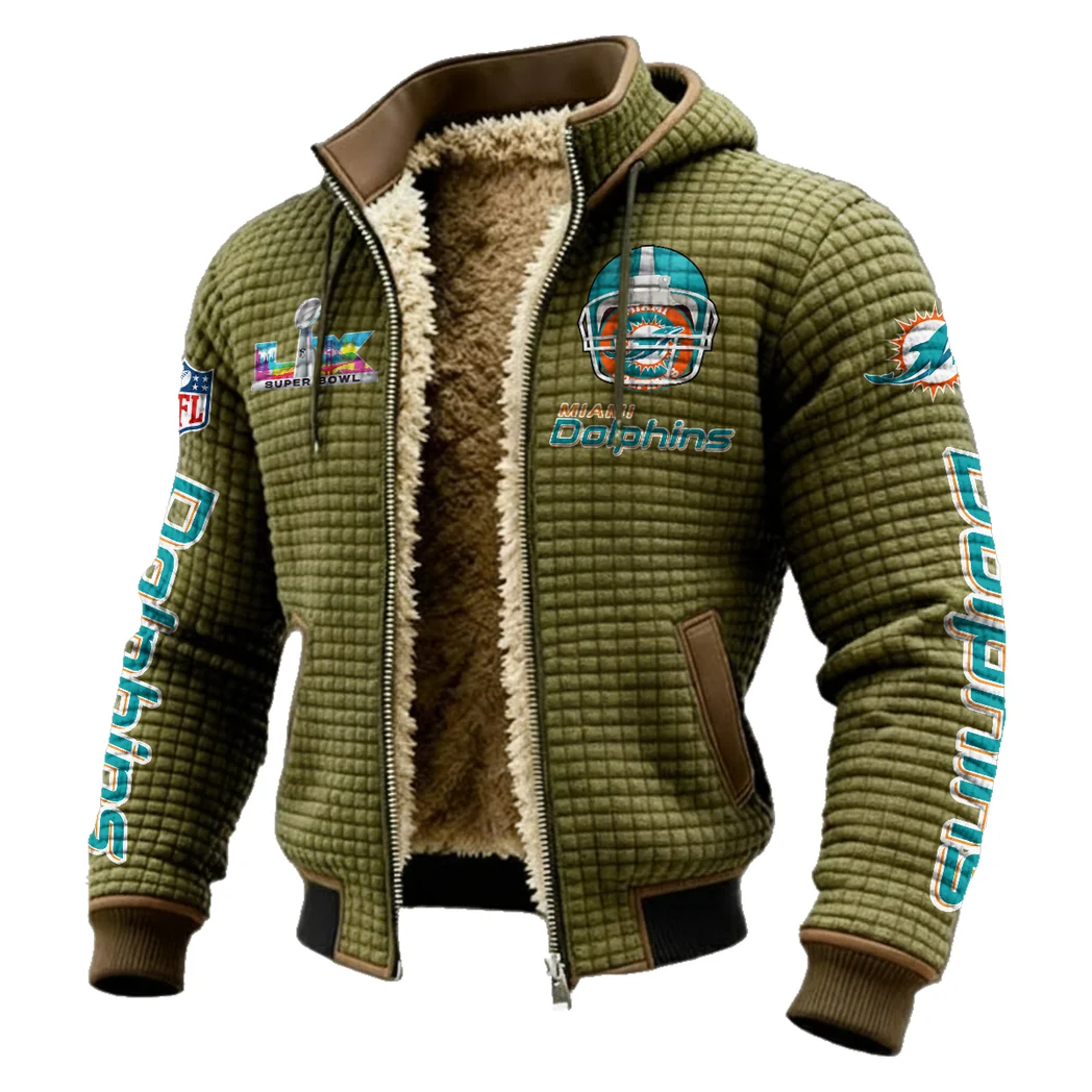 Fan Marine Squad Fleece-Lined Hooded Jacket, Cold-Snap Defense Jacket HVN1463MD - Green - Image 2