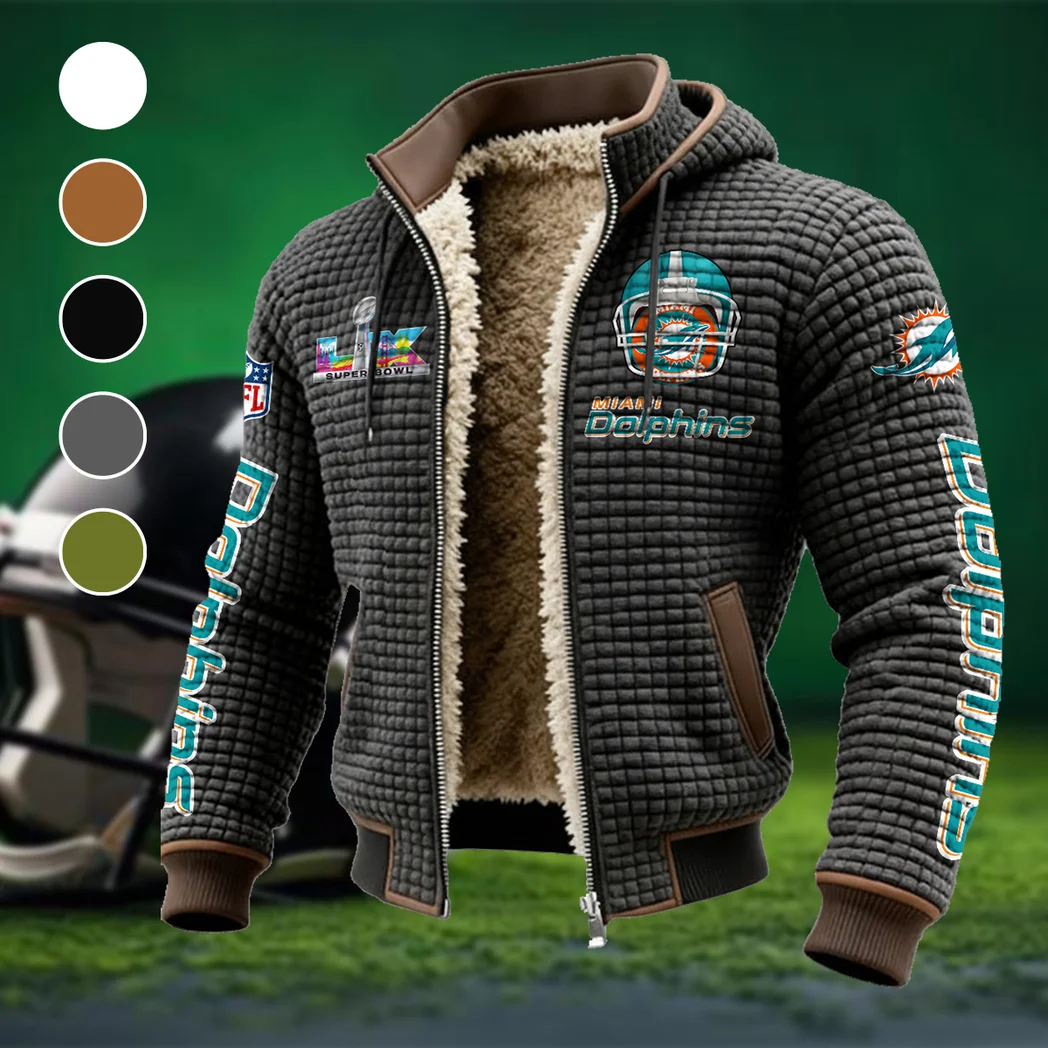 Fan Marine Squad Fleece-Lined Hooded Jacket, Cold-Snap Defense Jacket HVN1463MD - Grey
