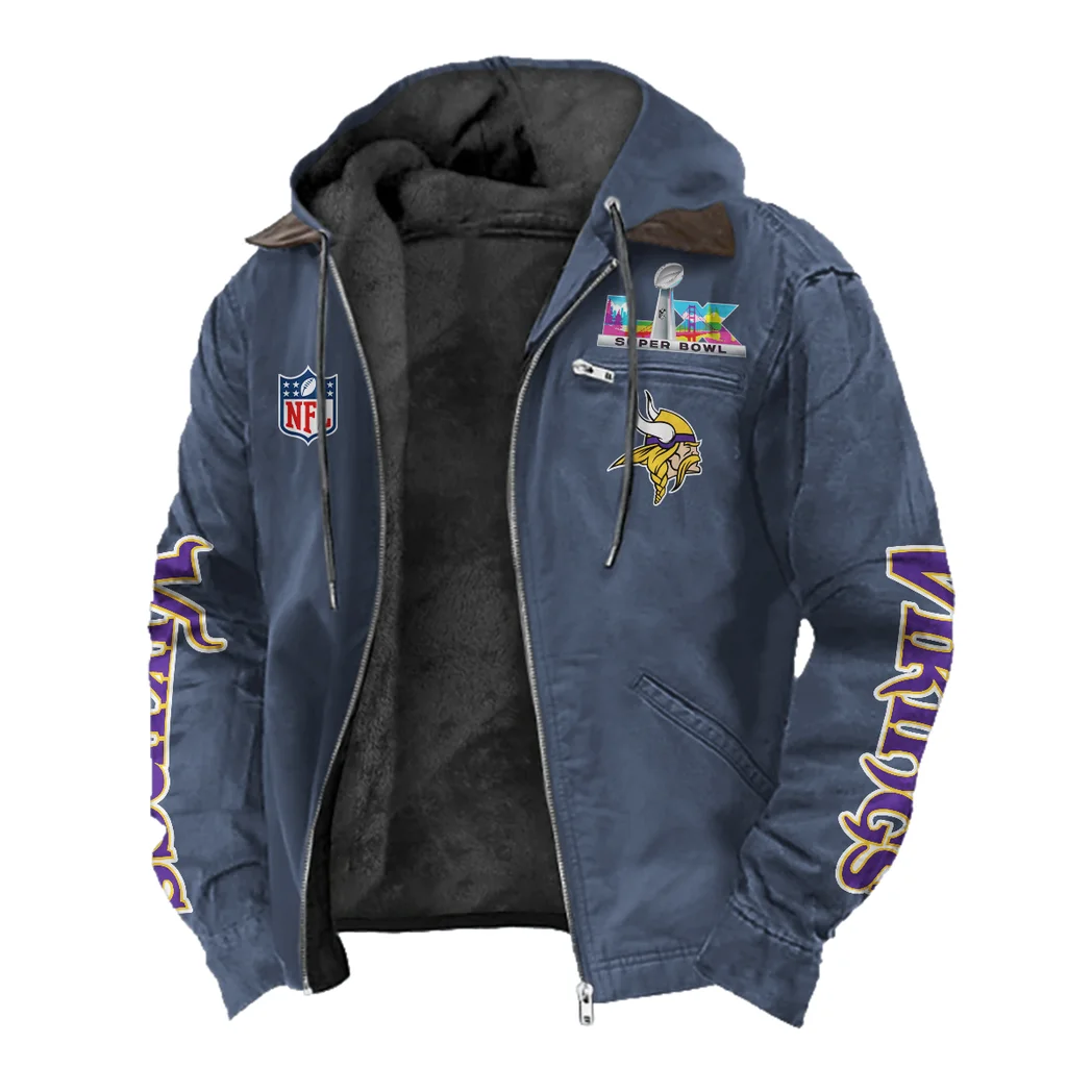 Match Day Raiders Flannel Hoodie, Rugged Sport Flannel Hoodie HVN1463MV - Navy Blue - Image 2