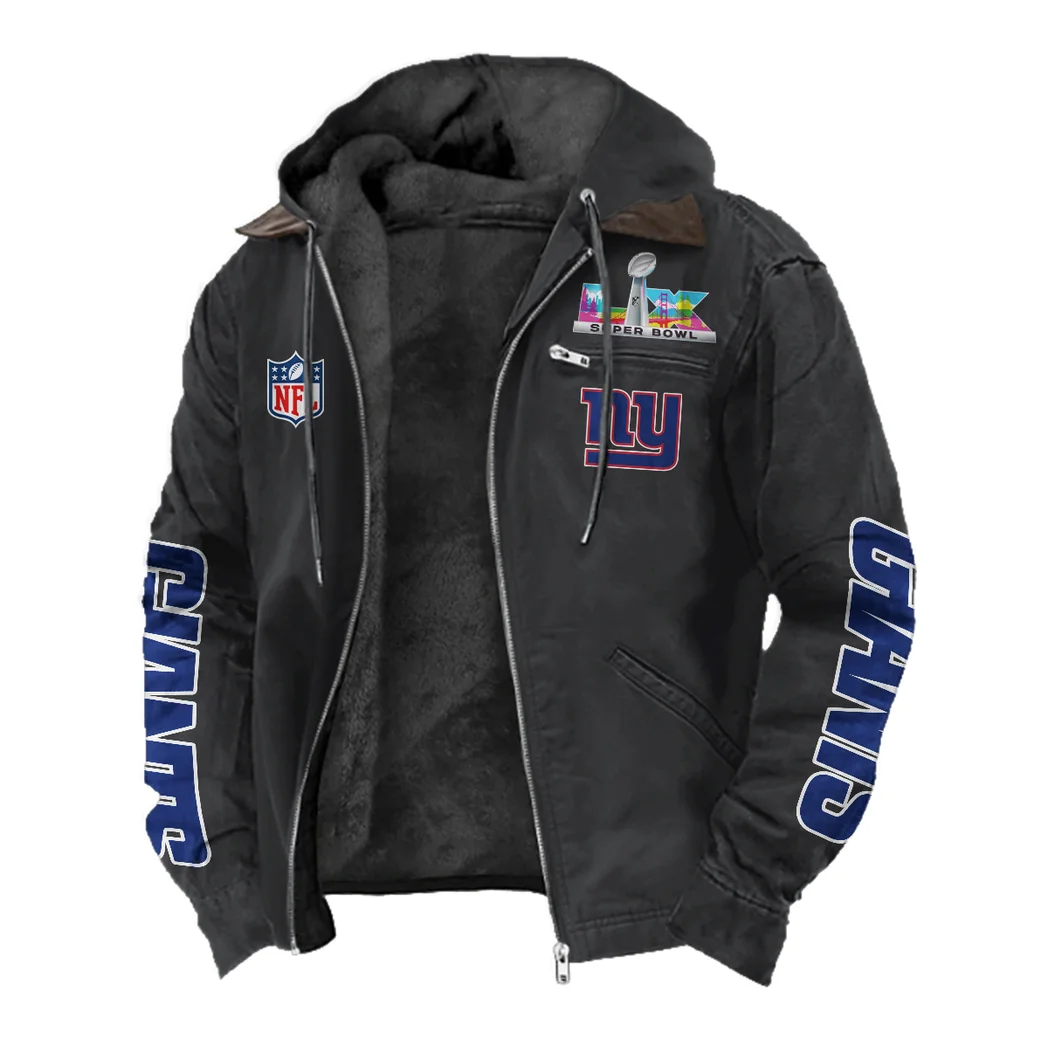 Football Giant Crew Flannel Hoodie, Everyday Game Fan Hoodie HVN1463NG - Black - Image 2
