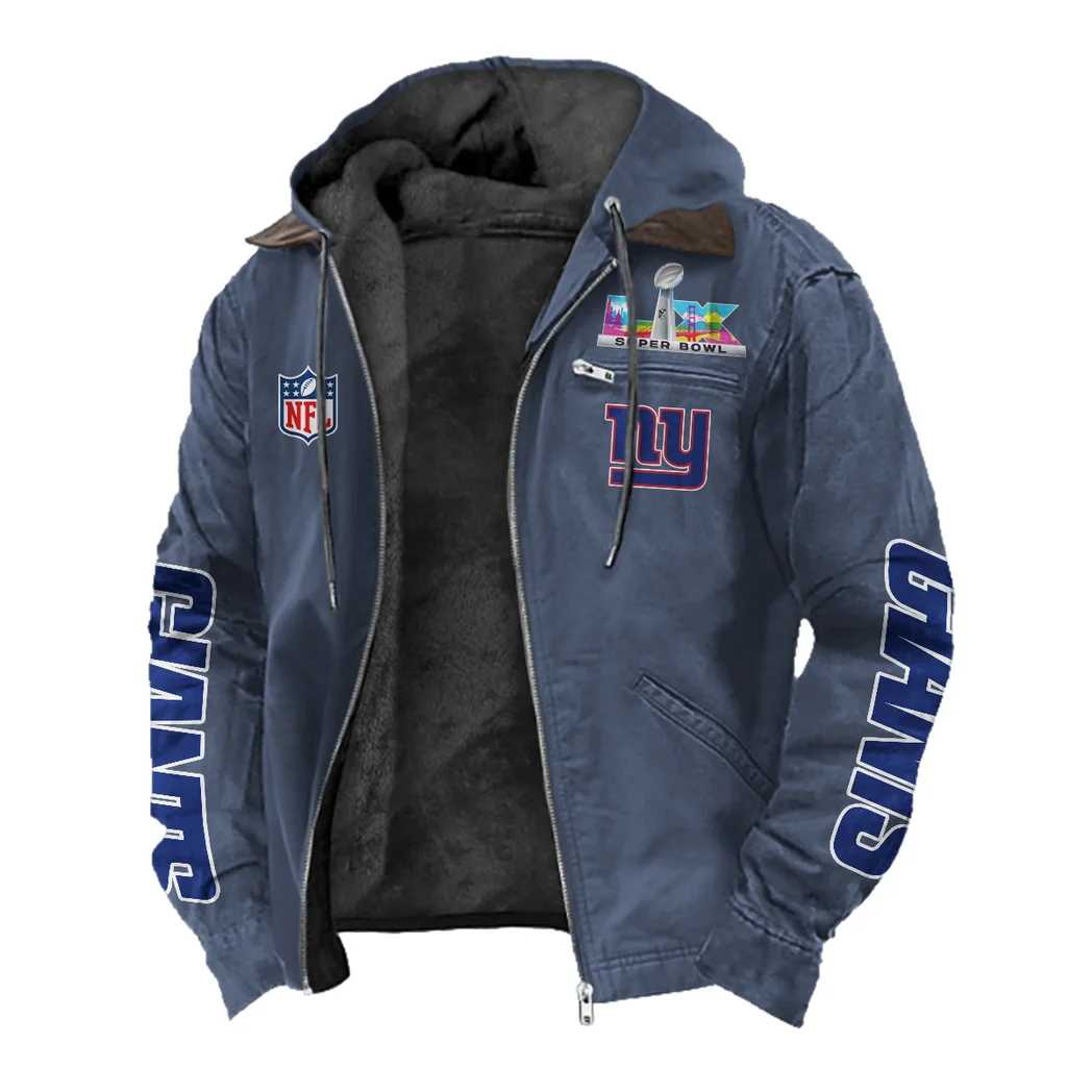 Football Giant Crew Flannel Hoodie, Everyday Game Fan Hoodie HVN1463NG - Navy Blue - Image 2