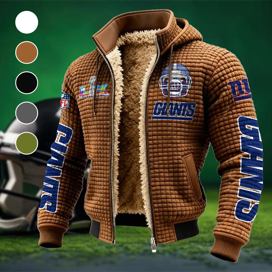 Football Giant Crew Fleece-Lined Hooded Jacket, Ultra-Soft Plush Lined Jacket HVN1463NG - brown
