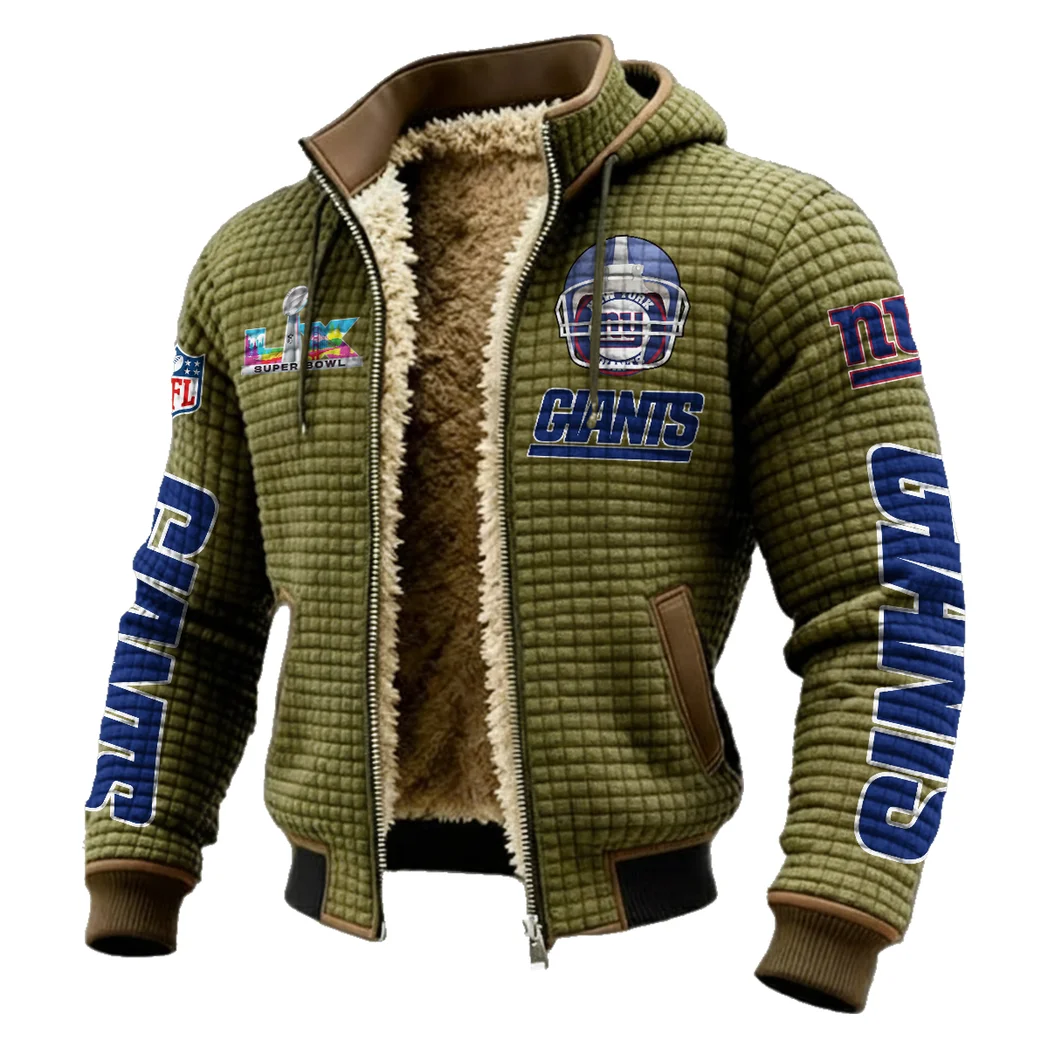 Football Giant Crew Fleece-Lined Hooded Jacket, Ultra-Soft Plush Lined Jacket HVN1463NG - Green - Image 2