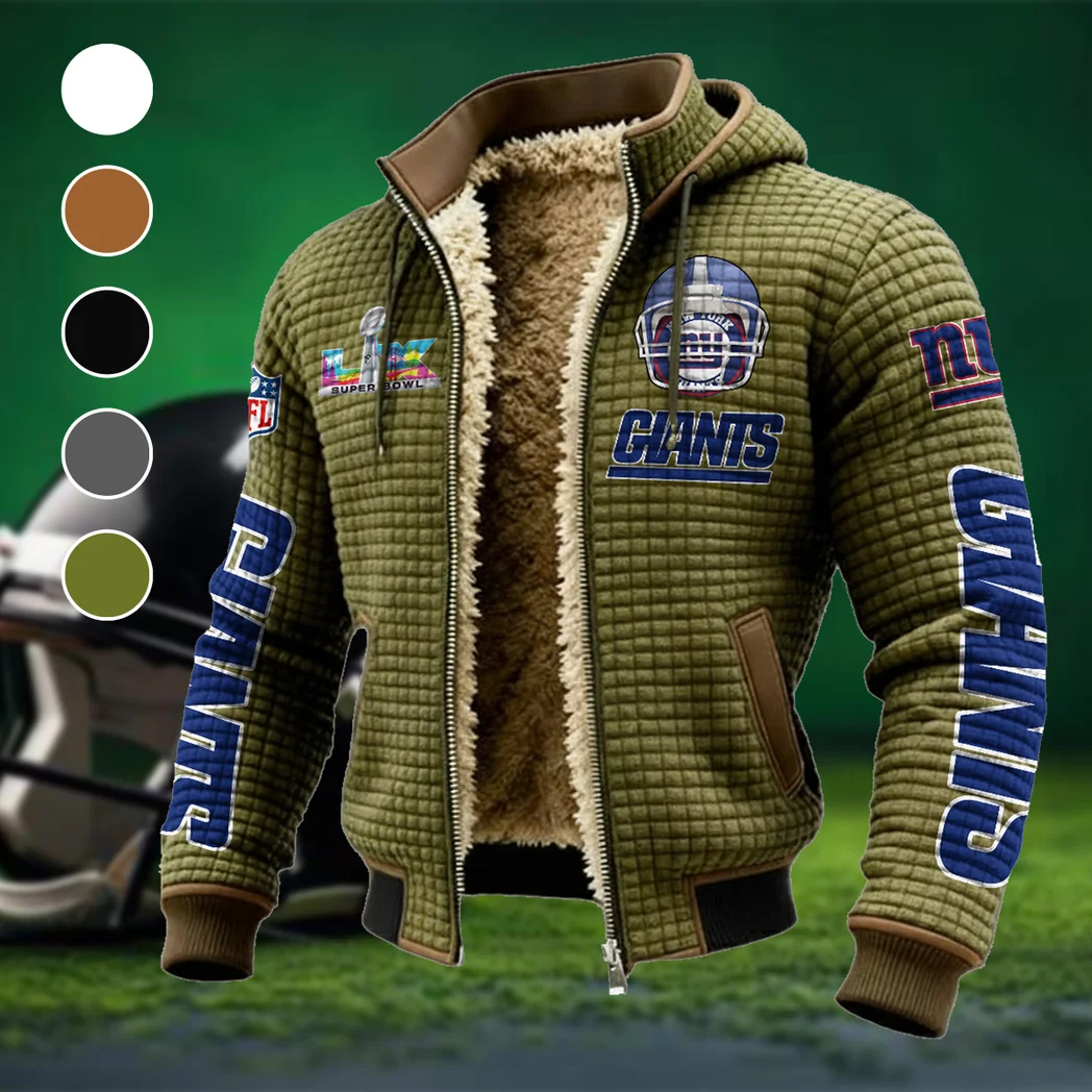 Football Giant Crew Fleece-Lined Hooded Jacket, Ultra-Soft Plush Lined Jacket HVN1463NG - Green