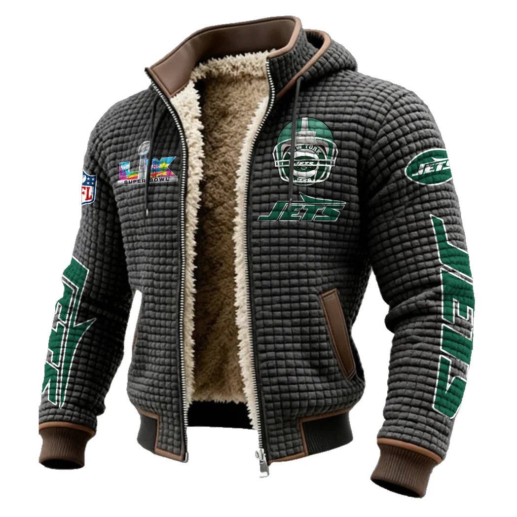 Victory Lightning Fleece-Lined Hooded Jacket, Thermal Core Fleece Jacket HVN1463NJ - Grey - Image 2