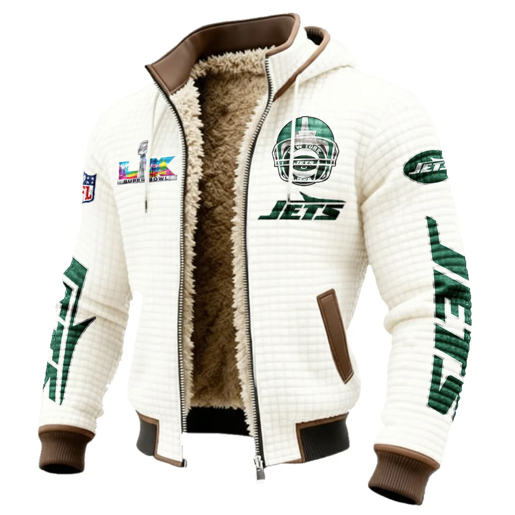 Victory Lightning Fleece-Lined Hooded Jacket, Thermal Core Fleece Jacket HVN1463NJ - White - Image 2